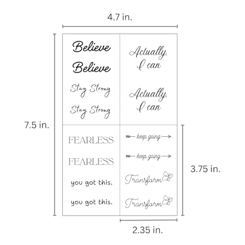 Motivational Temporary Tattoos - Waterproof Inspirational Words Black Mini