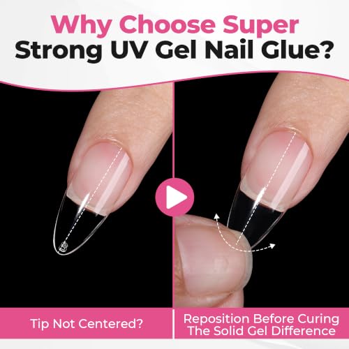 UNA GELLA Solid Gel Nail Glue - 25g, UV Lamp Cured, Strong Adhesive for Nail Tips