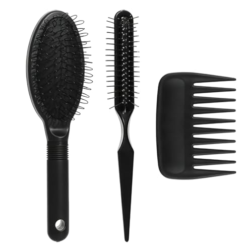 3-Piece Wig Hair Brush Set with Detangling Loop Comb & Wide Tooth Comb