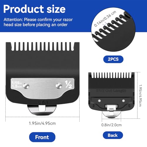 Replacement for 1/2 Wahl Clipper Guards Set, 1/16"1.5mm Metal Hair Clipper Guards Set for Professional Stylists and Barbers(2 pack)