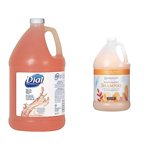 Dial Professional Hair + Body Wash (Pack of 4) and Ginger Lily Farms Botanicals Moisturizing Shampoo for All Hair Types, Coco Mango