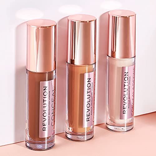 Revolution, Conceal & Define Concealer, Full Coverage & Lightweight, Long-Lasting Matte Finish, Vegan & Cruelty Free, C6 Fair or Light Skin Tones, 0.14 oz