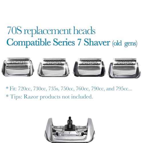 2 Pack Series 7 Replacement Heads for Old Gens S7 Shaver, 70S Foil and Cutters Blade Replacement for 795 790cc 7899cc, 720cc, 720s-4 760 Models...