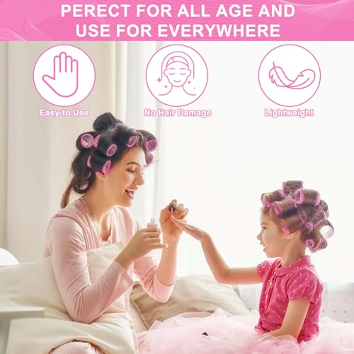 12 Pack Self-Grip Hair Rollers for Women, 24mm