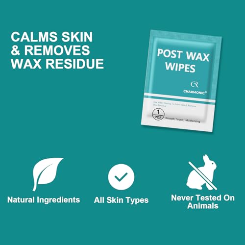 100 Pcs Post Wax Oil Wipes, Wax Remover for Skin Cleanser, After Wax Care Reduces Redness, Removes Residue, Body & Facial Post Waxing Treatment, Post Wax Care Refill Pack for All Hair Removal Products
