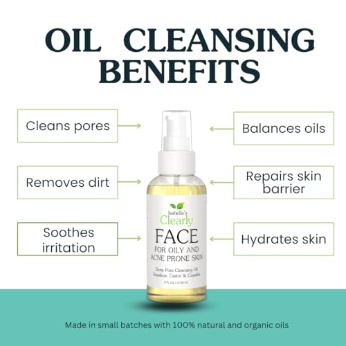 Clearly FACE, Natural Oil Cleanser Face Wash and Makeup Remover | Anti Aging Cleansing Oil with Rosehip, Avocado, Sea Buckthorn, Vegan Squalane | Water Free, Made in USA
