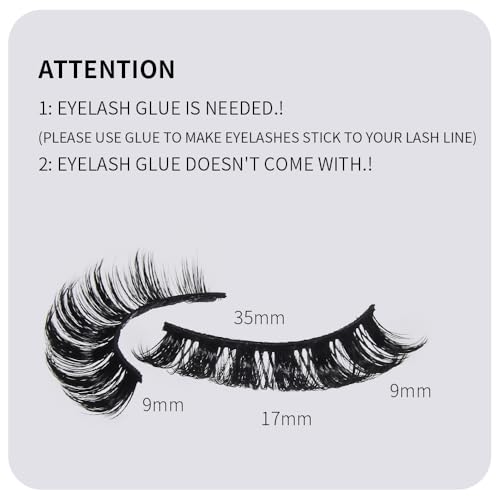 AKARA Russian Strip Lashes Fluffy Wispy Faux Mink Eyelashes Cat Eye Natural Look D Curl False Lashes 7 Pairs Pack-R07