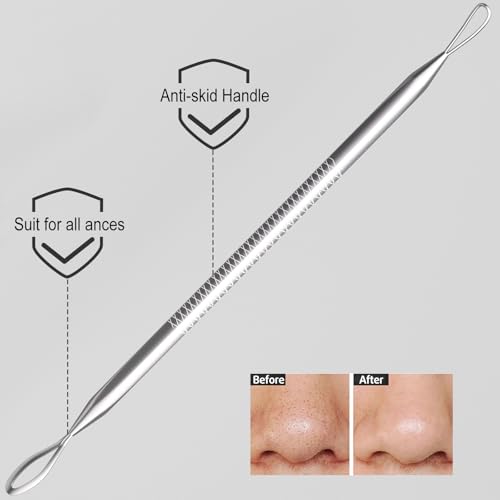 Blackhead Remover Tools Kit - Gentle Pimple Popper Set with Case - Cool Black Variation
