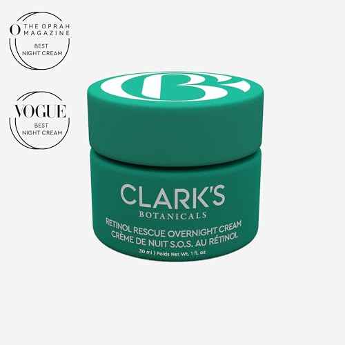 Clark's Botanicals Retinol Rescue Overnight Cream ? Clinically Proven to Reduce Redness, Smooth Fine Lines & Hydrate with Time-Released Retinol, Vitamin C + Hyaluronic Acid, 60ml