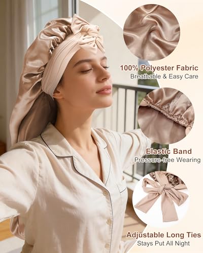 Double Layer Satin Sleep Bonnet for Long Hair & Braids