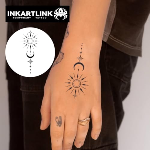 INKARTLINK Sun and Moon Temporary Tattoos | Waterproof 7-14 Days