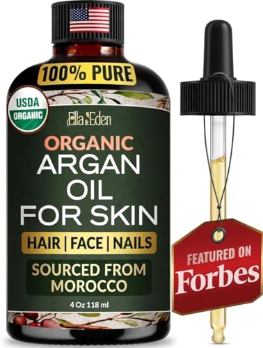 Ella & Eden Organic Argan Oil 4 oz - Pure USDA Certified Multi-Use Hair, Face & Skin Oil