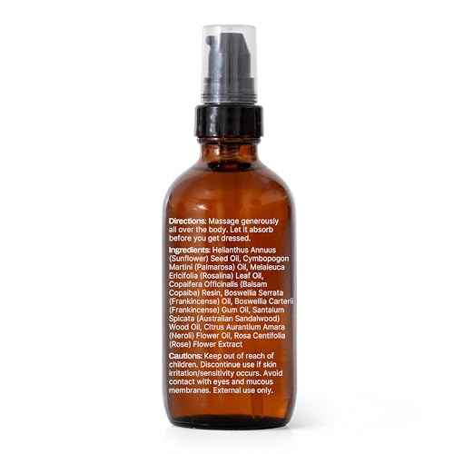 Plant Therapy Anti Age Body Oil 4 oz Locks in Moisture for Supple, Radiant Looking Skin, Helps Reduce the Appearance of Fine Lines, Made with Frankincense, Sandalwood, & Rose Oil