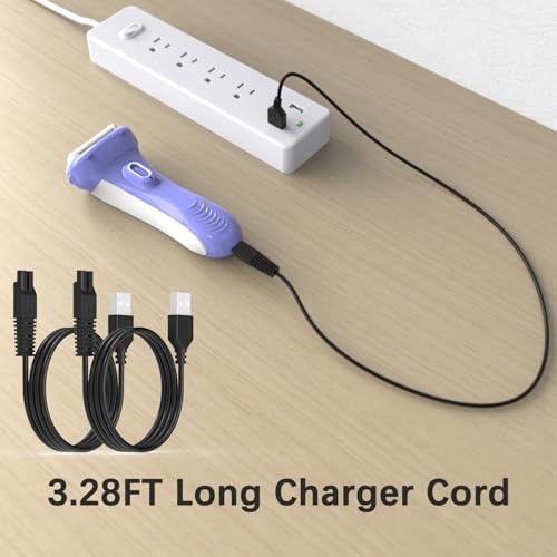 2 Pack USB Charger Cord for Remington Electric Shaver for Women, for Remington WDF5030A, WDF4816NA, WDF4821US, WDF4825 Trimmer Replacement Charging Cable, Power Cord Black