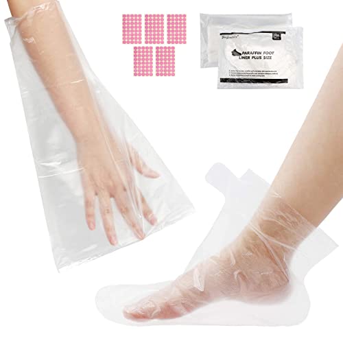 200 Counts Paraffin Wax Liners for Hands & Feet & Paraffin Wax Booties and Gloves, Segbeauty Larger Paraffin Heated Hand SPA Mittens Foot Liners, Gloves & Socks for Hot Wax thera-py Thermal treat-ment