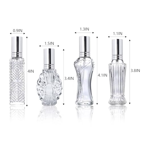 Vintage Glass Perfume Bottles Refillable Spray Set of 4