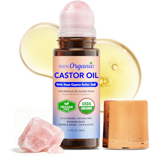 Castor Oil Rose Quartz Roller for Face & Lashes