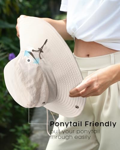 FURTALK Women's Sun Hat with Ponytail Hole UPF 50+ Wide Brim