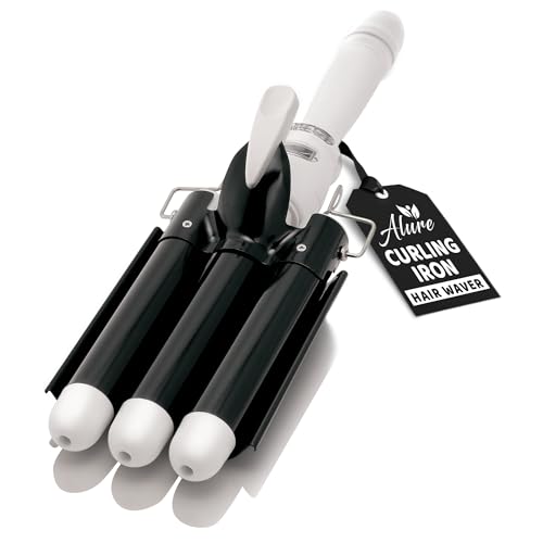 Alure 1-Inch Three Barrel Curling Iron Wand - Ceramic Beach Hair Waver