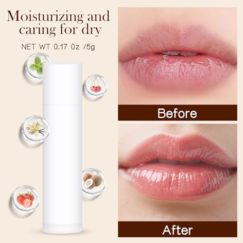 50-Pack Unlabeled Lip Balm Bulk ? Natural Shea Butter & Vitamin E, 5 Flavors ? Blank Tube Custom Labels for Party & Wedding Favors, Baby Shower & Gift Basket Filling