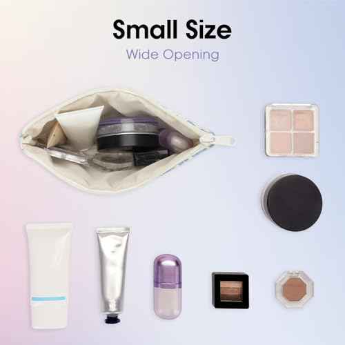 Wandering Nature Makeup Bag Small Cosmetic Bag for Purse 2 Pack Small Make Up Pouch Cute Travel Pouch with Zipper for Women, Blue Flower