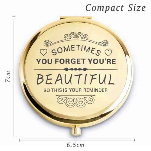 Personalized Gifts for Women Girls Her, Custom Gift for Adult Teen Kid, Inspirational Compact Mirror for Christmas, Secret Santa, Stocking Stuffers, Graduation, Birthday, Wedding