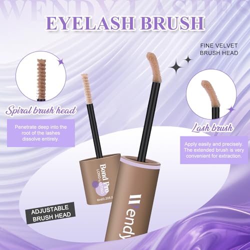 WENDY LASHES Brown Lash Cluster Glue, Lash Bond and Seal Waterproof, Quick-Dry Long-Lasting 72H Eyelash Glue for Clusters, Eyelash Adhesive, More Natural, More Solid, and More Gentle - 12ml