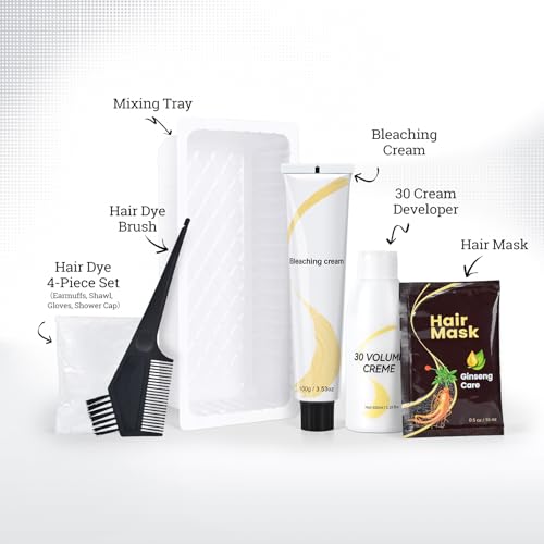 Hair Bleach Kit - Lifts 8 Shades, Conditioning Cream & Mask