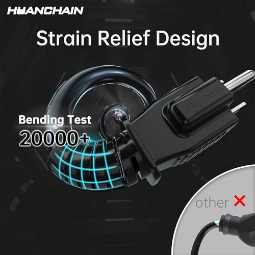 HUANCHAIN Indoor Outdoor Black Extension Cord 3 ft Waterproof, 16/3 Gauge Flexible Cold-Resistant Appliance Extension Cord Outside, 13A 1625W 16AWG SJTW, 3 Prong Heavy Duty Electric Cord, ETL