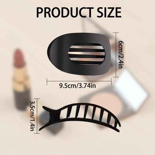 4 Pack Flat Hair Claw Clips for Women Nonslip French Hair Clips for Thick, Thin, Long, or Short Hair Tortoise Shell Comfortable & Strong Hold for Daily Wear, Weddings