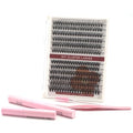 DIY Eyelash Extensions Kit - 10 Rows with Tweezers & Pink Case