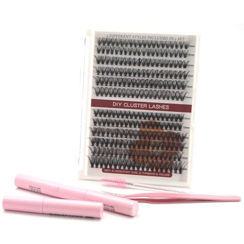 DIY Eyelash Extensions Kit - 10 Rows with Tweezers & Pink Case