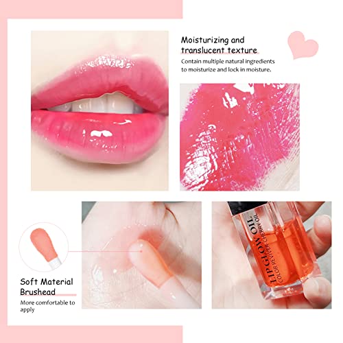 Gegong 6ml Hydrating Lip Glow Oil, Transparent Plumping Lip Gloss, Moisturizing Lip Oil Gloss Lip Oil Tinted for Lip Care and Dry Lips (015# Cherry)