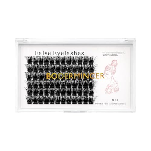 Bodermincer 72pcs Wide Cluster 3D Effect Glue Bonded Mink Super Cluster Eyelash Home Eyelash Extension Eyelashes D Curl Individual Lashes Makeup (12mm)
