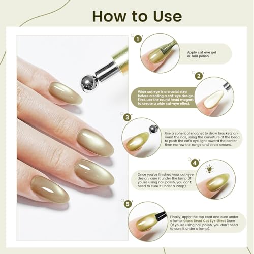 JODSONE 3-in-1 Cat Eye Magnet Nail Art Tool for Gel Polish