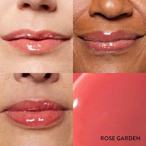 LAURA GELLER NEW YORK Fine Shine Glossy Lip Oil Duo, Rose Garden + Glass Half Full - Clear Pink Lip Gloss with Hydrating Squalane