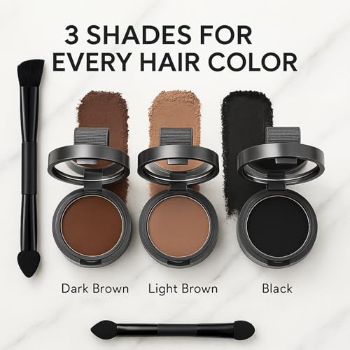 MOOMARTO Hairline Powder with Brush - Root Touch Up & Hair Concealer, Long-Lasting Matte, Sweat & Humidity Resistant, Travel-Friendly Compact, Black