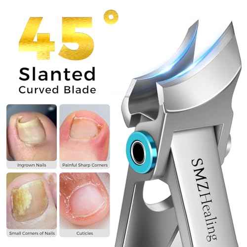 Toenail Clippers for Seniors Thick Toenails, Stocking Stuffers for Men 2025 Heavy Duty Large Toe Nail Clippers, Slanted Curved Blade Ingrown Toenail Clippers