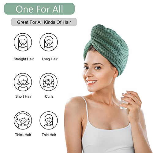 Microfiber Hair Drying Towel Wraps - 2 Pack (Green)
