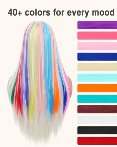 Red Clip-In Hair Extensions 22 Inch - 12 PCS for Parties & Festivals - Variation of THIS listing