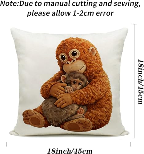 NONETH Punch Monkey Throw Pillow Cover 18x18, Funny Viral Meme Decorative Cushion for Couch & Bed