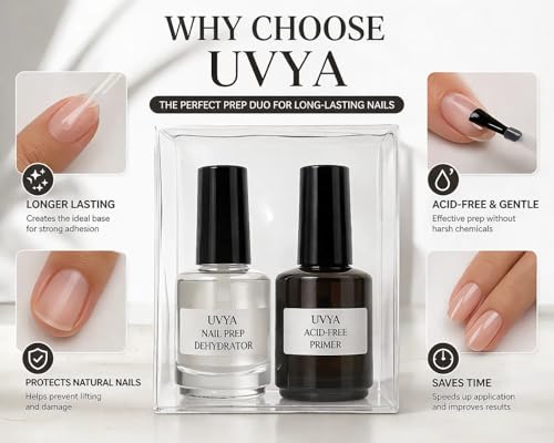UVYA Nail Prep Dehydrator & Acid-Free Primer Set for Gel & Acrylic Nails