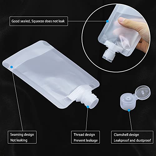 RIIEYOCA 8 Piece Portable Fluid Packing Bag,Refillable Travel Pouches Clear Plastic Empty Packaging bag,for Shampoo/Shower Gel/Hand Sanitizer/Cosmetic Divide Bag(100ml)