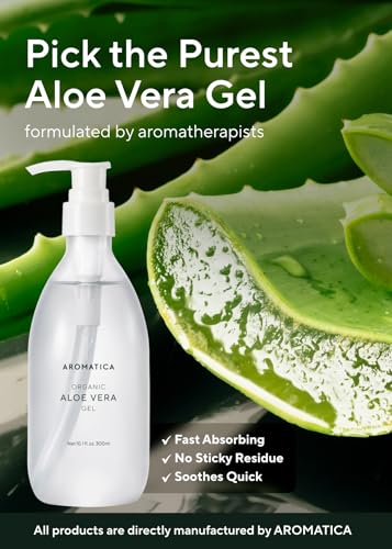 AROMATICA Organic Aloe Vera Gel 10.14oz/300ml – Unscented, Cooling & Multi-Purpose