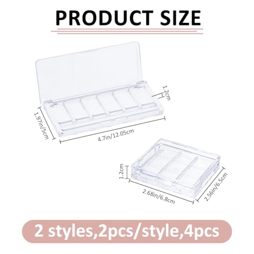 4Pcs Clear Empty Makeup Palette Kit - Refillable Depotting Cases