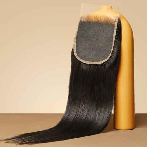 Triippy Raw Hair 5x5 HD Lace Closure Straight More Less Shedding than Regular Virgin Hair, 0.10mm Ultra-Thin 5x5 Swiss Real HD Lace with 100% Raw Cambodian Human Hair 22 Inches