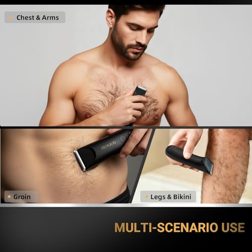 Men's Body Hair Trimmer with Ceramic Blades & LED Display
