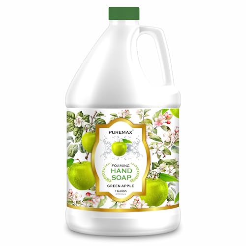 Puremax Foaming Hand Soap Refill with Essential Oils | Green Apple | Moisturizing | All-Natural | Made in USA | 128 Fl Oz (1 Gallon) |