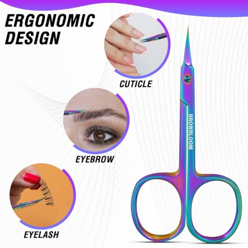 BROWBLOOM Precision Curved Cuticle Scissors & Storage Case - Stainless Steel