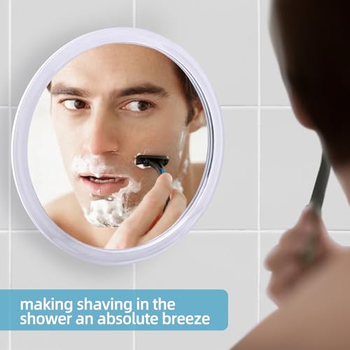 Fogless Shower Mirror with 3 Suction Cups, Shatterproof Anti-Fog